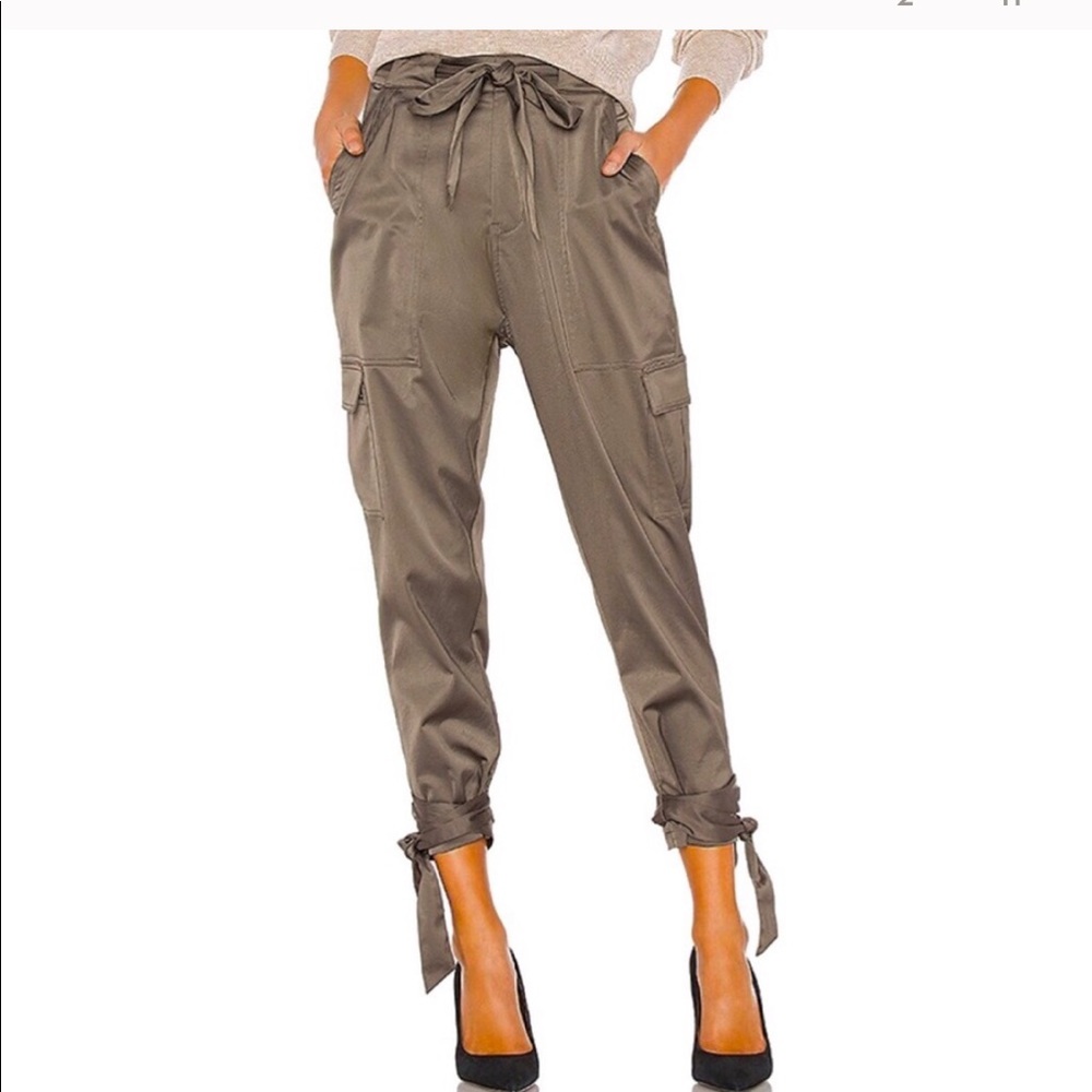 Joie Erlette Skinny Satin Green Cargo Pants